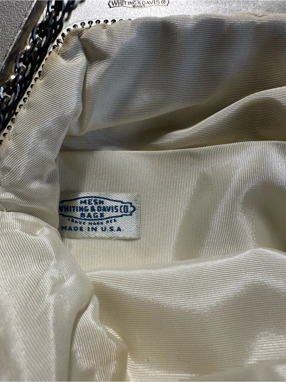 Whiting & Davis Vintage Silver Sequin Chain Wristlet Clutch